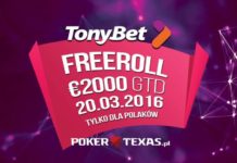 Mega Freeroll 2000€ dla naszych graczy na TonyBet Poker już 20.03!