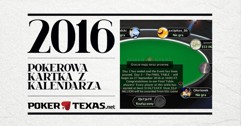 Rok temu Olorionek był szósty w Main Evencie WCOOP