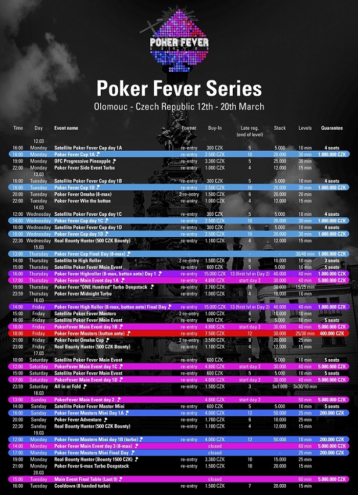 Harmonogram marcowego Poker Fever Series