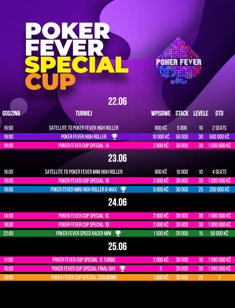 Harmonogram Poker Fever CUP Special - czerwiec 2023