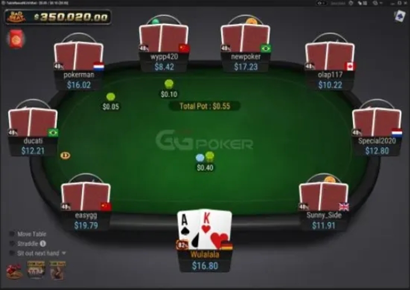 GGPoker download – widok stołu pokerowego po instalacji aplikacji