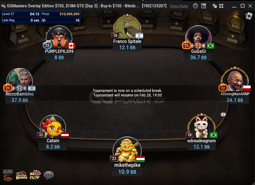 Turniej GGMasters w GGPoker – widok stołu i struktury gry