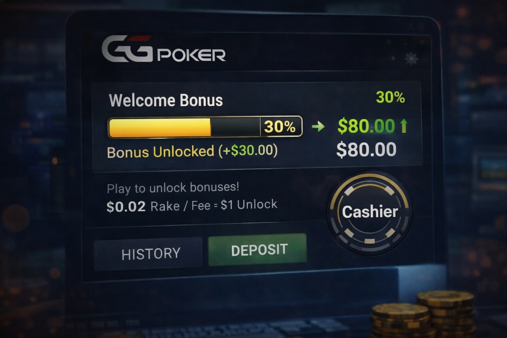 Uwalnianie bonusu powitalnego w GGPoker – postęp i saldo