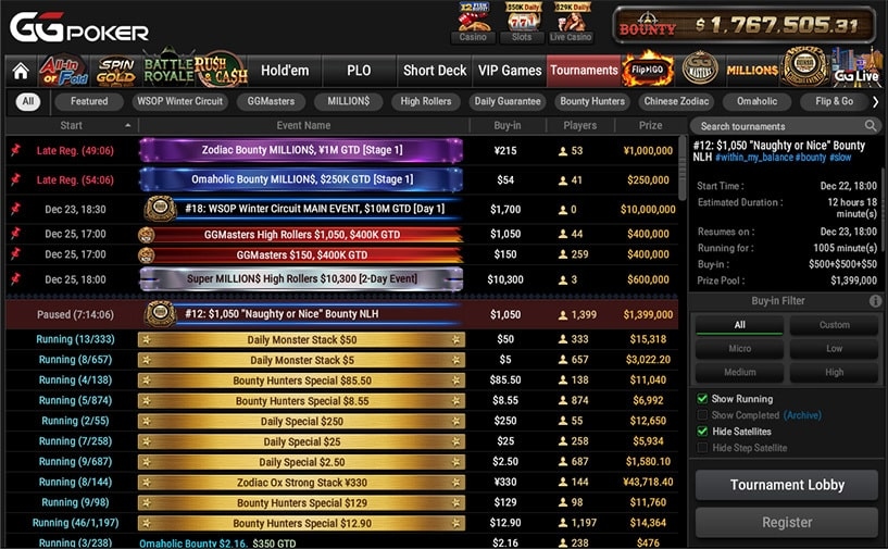 Lobby turniejowe GGPoker – błędy początkujących graczy MTT