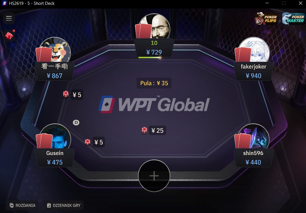 Poker online niski rake – stół Short Deck 6+ w WPT Global