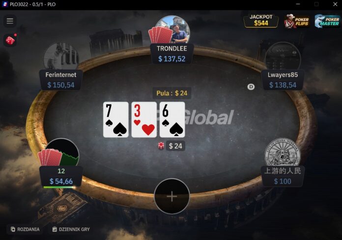 Stół poker online PLO w WPT Global – rozdanie Omaha cash game