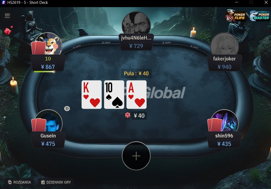 Poker online niski rake – stół Short Deck 6+ w WPT Global