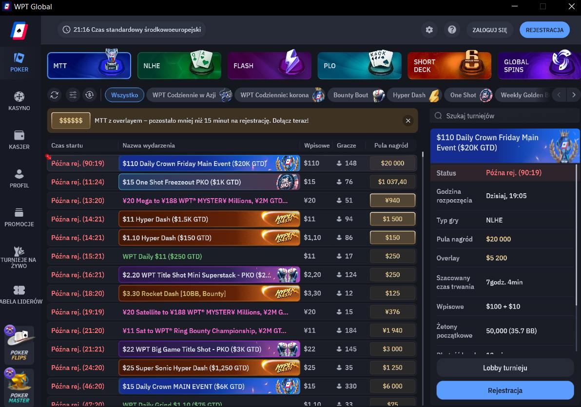 Najlepszy poker online – lobby turniejów MTT w 2026 roku