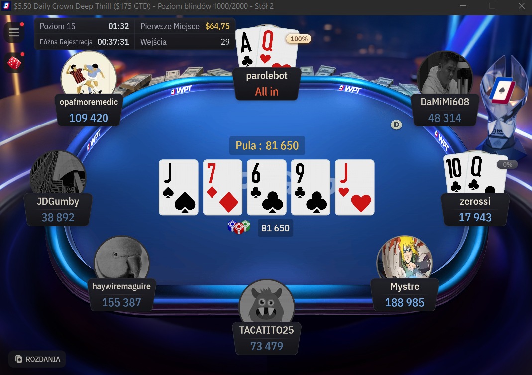 Gra online i stoły cash game w WPT Global