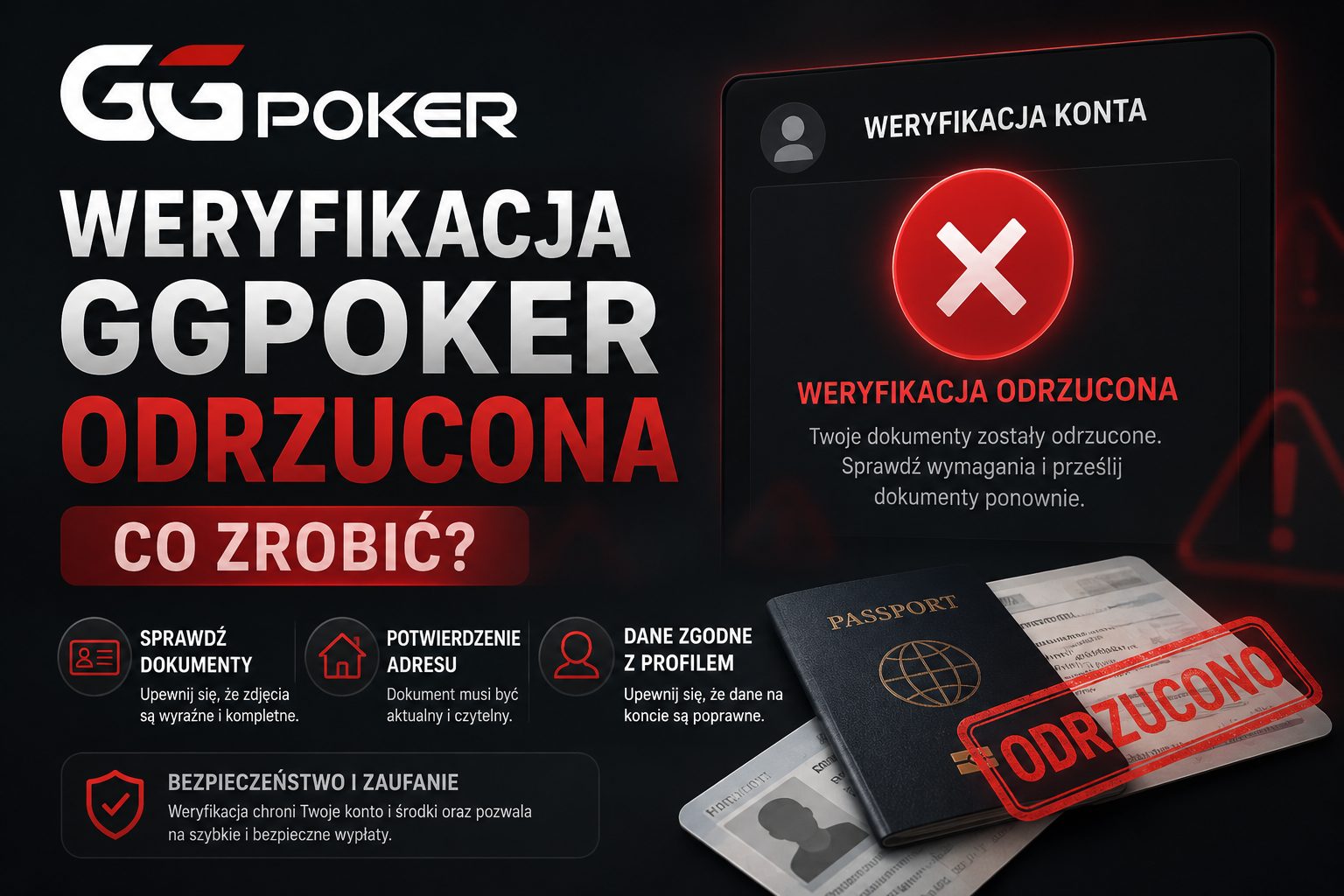 GGPoker weryfikacja odrzucona – co zrobić po odrzuceniu dokumentów