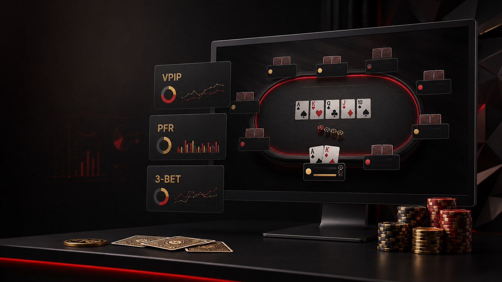 Smart HUD w GGPoker ze statystykami VPIP, PFR i 3-bet